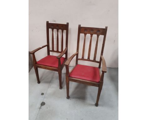  Sale Item:    PAIR OAK OPEN ARM CHAIRS   Vat Status:   No Vat   Buyers Premium:  This lot is subject to a Buyers Premium of 
