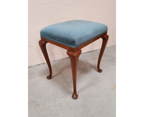  Sale Item:    WALNUT STOOL C/W QUEEN ANNE LEGS   Vat Status:   No Vat   Buyers Premium:  This lot is subject to a Buyers Pre