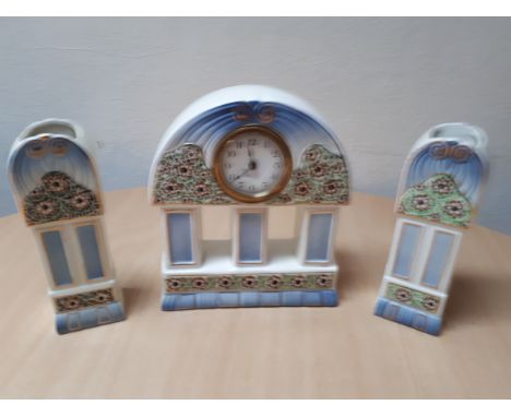  Sale Item:    PORCELAIN CLOCK GARNITURE SET (AF)  Vat Status:   No Vat   Buyers Premium:  This lot is subject to a Buyers Pr