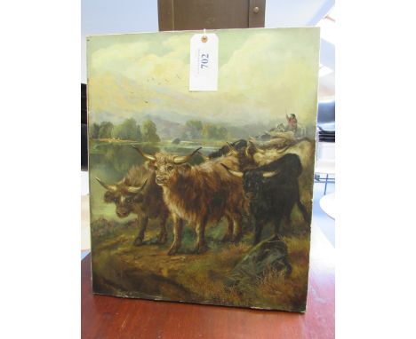  Sale Item:    OIL ON CANVAS HIGHLAND CATTLE DROVER (AF)  Vat Status:   No Vat   Buyers Premium:  This lot is subject to a Bu