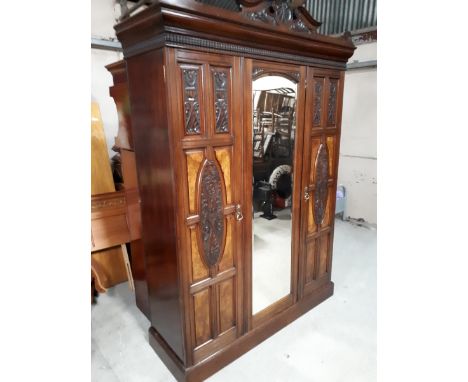  Sale Item:    MAHOGANY & BURR WALNUT WARDROBE   Vat Status:   No Vat   Buyers Premium:  This lot is subject to a Buyers Prem