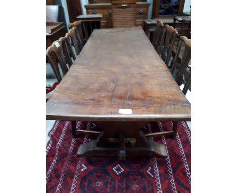  Sale Item:    RED OAK SINGLE PLANK CLEATED TOP TABLE (AF)  Vat Status:   No Vat   Buyers Premium:  This lot is subject to a 