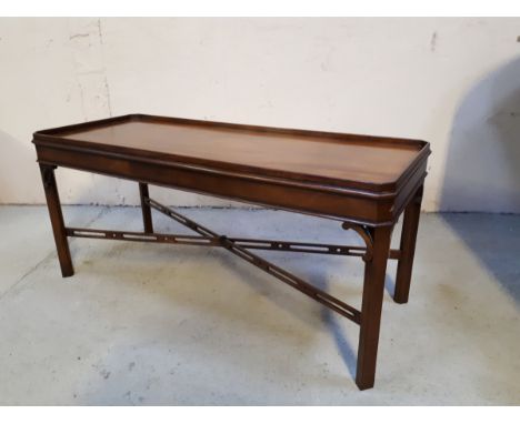  Sale Item:    MAHOGANY COFFEE TABLE WITH GALLERY TOP  Vat Status:   No Vat   Buyers Premium:  This lot is subject to a Buyer