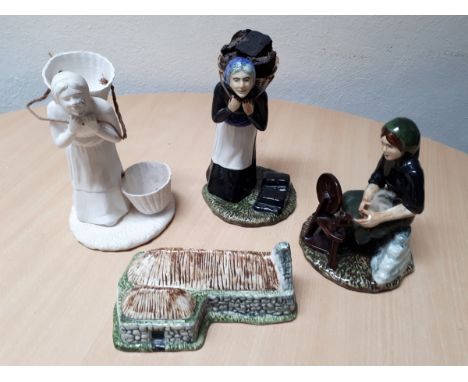  Sale Item:    3 COLL POTTERY FIGURES & BLACK HOUSE  Vat Status:   No Vat   Buyers Premium:  This lot is subject to a Buyers 