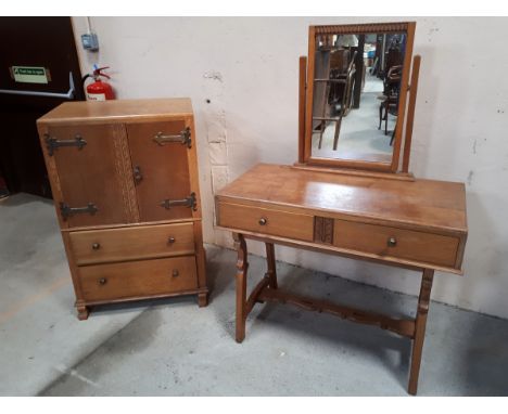  Sale Item:    OAK DRESSING TABLE & CABINET(AF)   Vat Status:   No Vat   Buyers Premium:  This lot is subject to a Buyers Pre