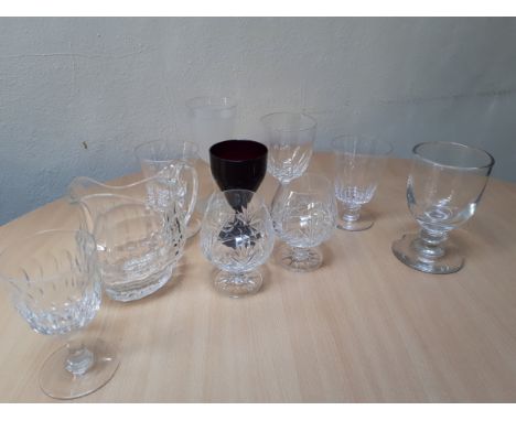  Sale Item:    BOX JUG & 9 GLASSES BRANDY GOBLETS & RUMMERS (AF)  Vat Status:   No Vat   Buyers Premium:  This lot is subject