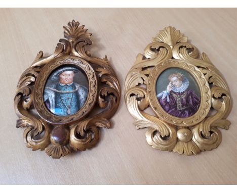  Sale Item:    2 GILT FRAMED ENAMELS COUNTESS OF BEDFORD & HENRY VIII  Vat Status:   No Vat   Buyers Premium:  This lot is su