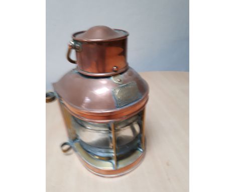  Sale Item:    COPPER SHIPS LAUNCH LAMP   Vat Status:   No Vat   Buyers Premium:  This lot is subject to a Buyers Premium of 