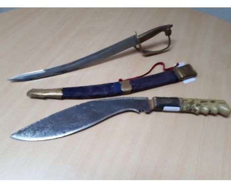  Sale Item:    CASED SWORD & GURKHA KNIFE (AF)   Vat Status:   No Vat   Buyers Premium:  This lot is subject to a Buyers Prem