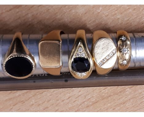  Sale Item:    5 GENTS & LADIES RINGS (4 GOLD- 1 NO MARK)  Vat Status:   No Vat   Buyers Premium:  This lot is subject to a B