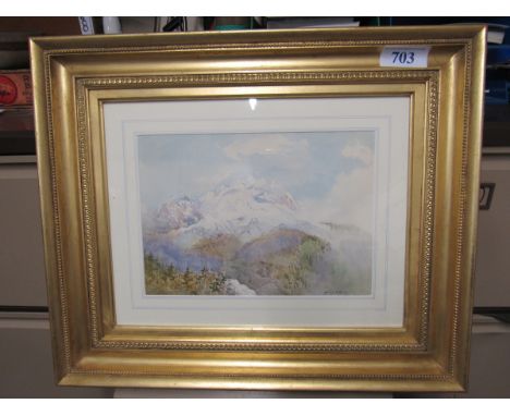  Sale Item:    W C PAINTING BY DAVID WEST SNOW CAPPED MOUNTAINS  Vat Status:   No Vat   Buyers Premium:  This lot is subject 