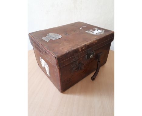  Sale Item:    LEATHER CASE WITH LABELS (AF)   Vat Status:   No Vat   Buyers Premium:  This lot is subject to a Buyers Premiu
