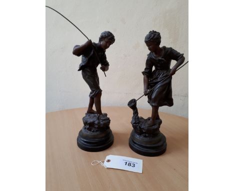  Sale Item:    PAIR CAST METAL FIGURES FISHING STAMPED RANCOULOT ON BASE (AF)  Vat Status:   No Vat   Buyers Premium:  This l