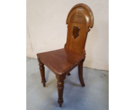  Sale Item:    OAK ARMORIAL HALL CHAIR   Vat Status:   No Vat   Buyers Premium:  This lot is subject to a Buyers Premium of 1