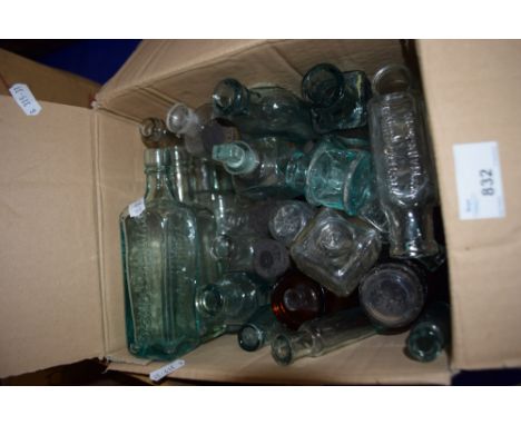Box of various vintage bottles