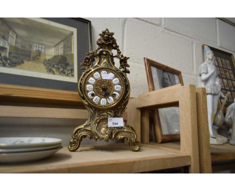 20th Century brass cased mantel clock set with a brass German movement