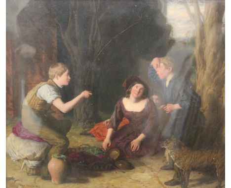 Manner of Thomas Webster (1800-1886)Children playing with grapesOil on porcelainSigned 38cm x 44cm (af)