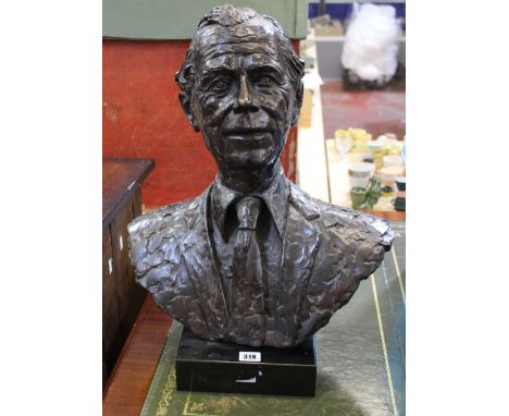 Shenda Amery, MRBS, a bronze bust of a gentleman, signed in the maquette and dated 1996, on a black marble plinth, 54cm high 