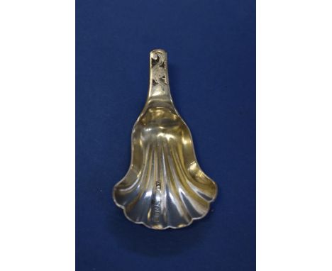 A Victorian silver fluted caddy spoon, maker indistinct, Birmingham 1853, 12g.