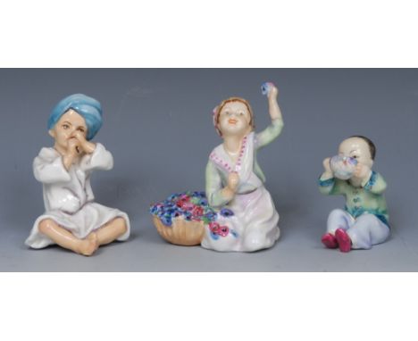 A Royal Worcester figure, Italy, modelled by F G Doughty, 9cm 9cm high, model number 3067;  others, China, 3073;  India, 3071