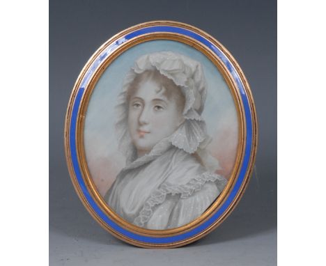 English School, late 18th/early 19th century, portrait miniature, Lady Companion of Miss Bower, on ivory, oval, 8.5cm x 7.5cm