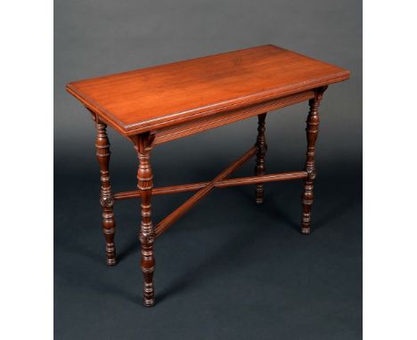 An Aesthetic movement mahogany rectangular card table, by Gillow & Co, Lancaster, stamped, folding top, enclosing an inset ba