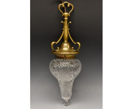 A 20th century Art Nouveau style ceiling light,  strawberry cut, scroll mount, 46cm long