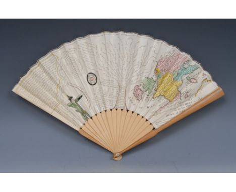 A George III twenty-stick paper and boxwood fan, printed with a List of Steward's appointed for the several Meetings of Arche