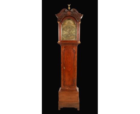 A George III oak and elm longcase clock, 31cm arched brass dial inscribed Jos. Sill, Wigton, Roman and Arabic numerals, subsi