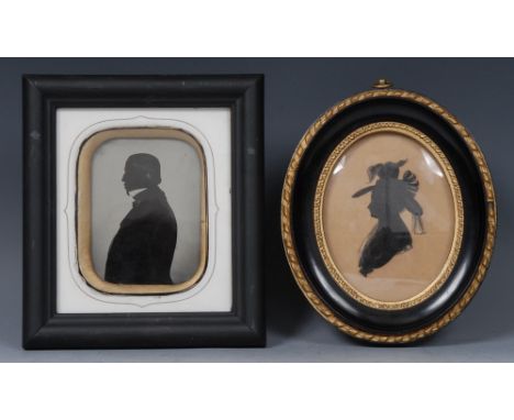 English School (mid-19th century), an unusual portrait silhouette Daguerreotype, of a gentleman in profile, half-length, 9.5c