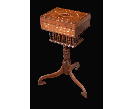 A 19th century Anglo Indian hardwood combination writing and work table, hinged cover, enclosing an inset velvet writing surf