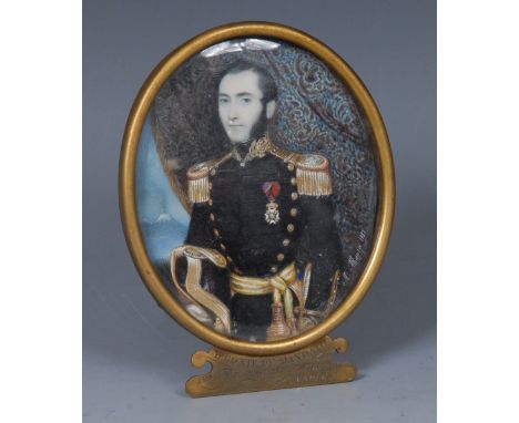 Michele Albanesi (Italian, 1816-1878), a portrait miniature, of H. Conte de Mandato, Consule Generale Ponteficio, Naples, hal