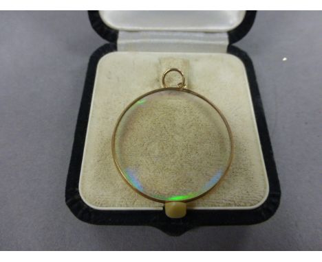 9ct Gold Mounted Glass Panel depicting a Cat