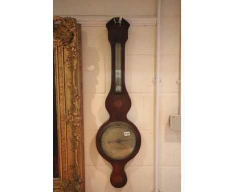 19th century Mahogany cased Wheel Barometer / Thermometer, the silvered face marked D Ortelli, Marlborough