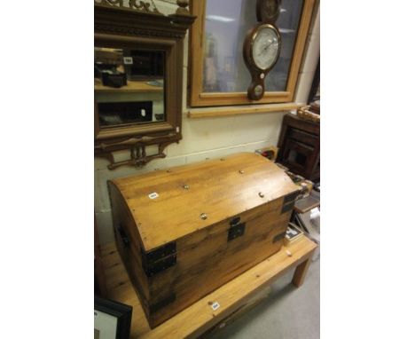 Victorian Dome Topped Pine Travelling Trunk