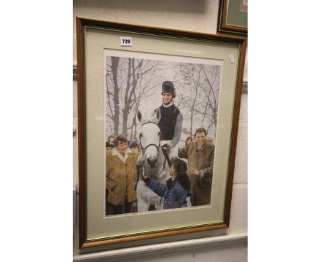 Framed and Glazed Paul Hart Signed Limited Edition Print of Desert Orchid 'The Winning Team' no. 806/950