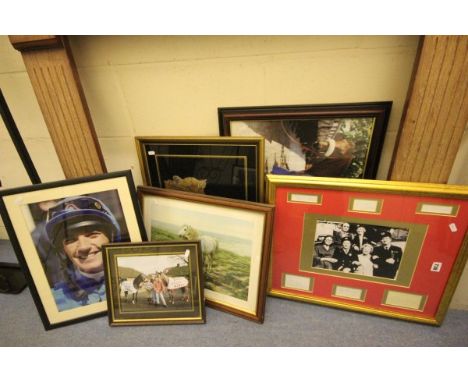 Framed and Glazed Montague of 'On the Buses' including central photographic print surrounded by six autographs including Reg 
