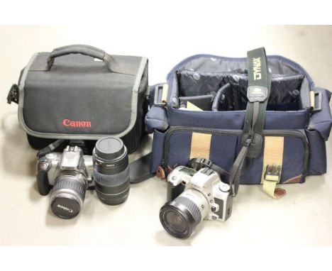 Minolta SLR Camera Dynax 505 SI with extra lens in Carry Case together with a Canon SLR Camera EOS 300X in Carry Case