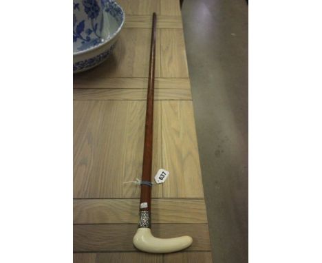 Silver Mounted Ivory Handled Walking Stick