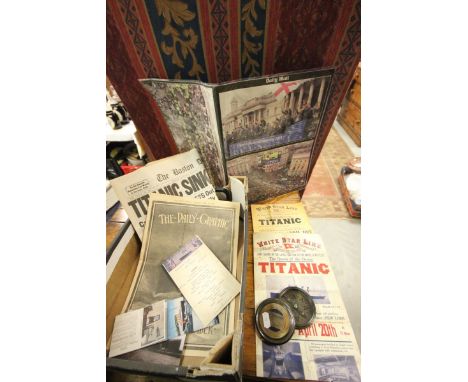 20th century Compass together with a Group of Replica Titanic Memorabilia