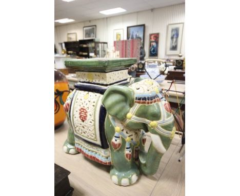 Ceramic Elephant Footstool / Jardiniere Stand