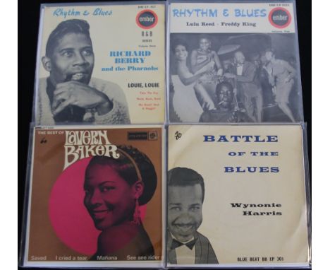 BLUES/R&B EPs - 4 x terrific early UK EPs. Titles are Lulu Reed & Fredd King - Rhythm & Blues (Ember EMB EP 4536 volume five 