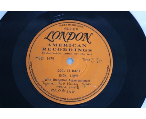 DICK LORY - COOL IT BABY - SINGLE SIDED DEMO - The cracking jumping R&R seven from Dick Lory issued on London (MSD 1479). The