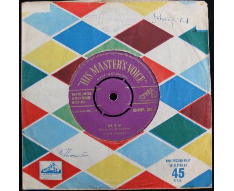 ELVIS PRESLEY - RIP IT UP - A fantastic 1957 first UK pressing copy of Rip It Up (45-POP. 305). On the purple and gold HMV la