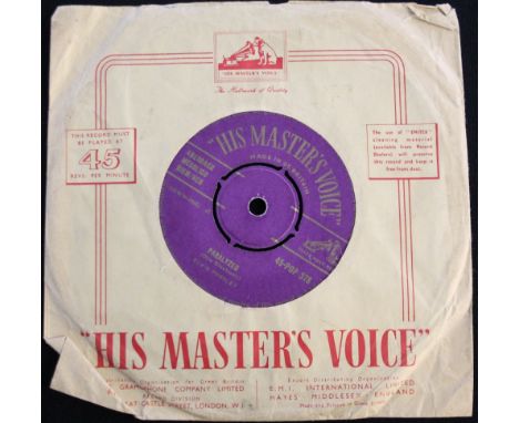 ELVIS PRESLEY - PARALYZED - A beautiful fisrt UK pressing of Paralyzed (45-POP 378) on the purple and gold HMV label. This 19