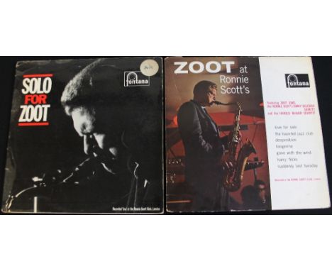 ZOOT SIMMS - 2 x early Fontana issued LPs from the heralded saxophonist. Titles are Solo Foor Zoot (680 982 TL - VG record wi