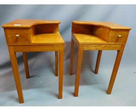 A pair of mid 20th century light oak lamp tables. H-69 W-40 D-39cm 