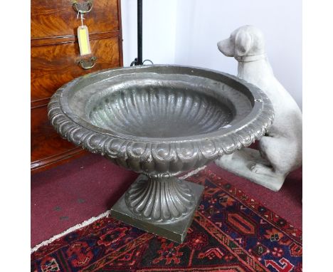 A grey painted garden urn D.75cm H.55cm 