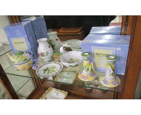 Shelf of Royal Worcester to include herb pattern