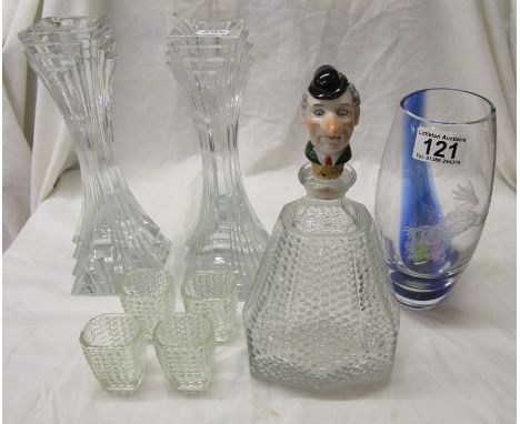 Collection of glass to include frog Caithness vase